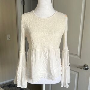 American Eagle Outfitters White Smocked Women's Top